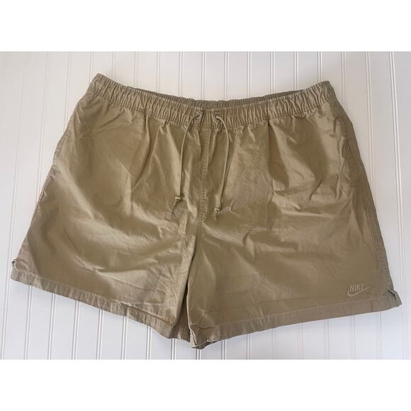 Nike Khaki Shorts Embroidered Logo Drawstring Casual Basic Size Mens XXL 3X - Picture 1 of 8